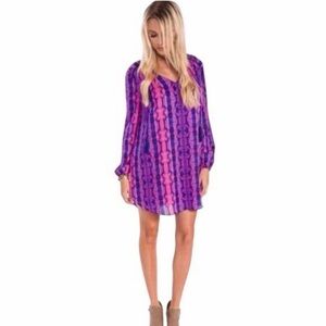 Buddy Love North Tunic Snake Print V Neck Dress Tassels Sz M Lined Rn148161